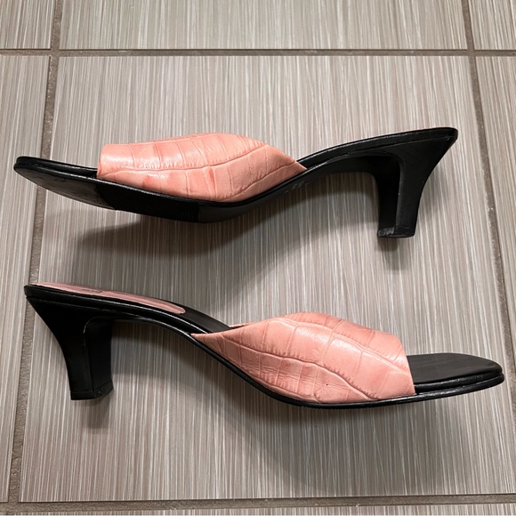 Vintage Glacee sandal mules heels crocodile embossed leather Y2K 90s rare - Picture 7 of 9